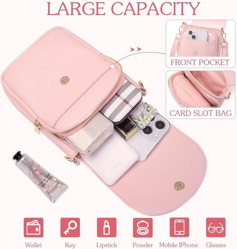 Viverte Crossbody Purse for Teen Girls Small Initial Cell Phone Toddler Purse Leather Triple Compartment Crossbody Bags - Image 3